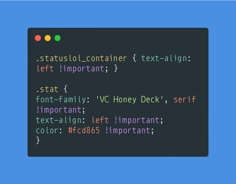 Screenshot of CSS code.