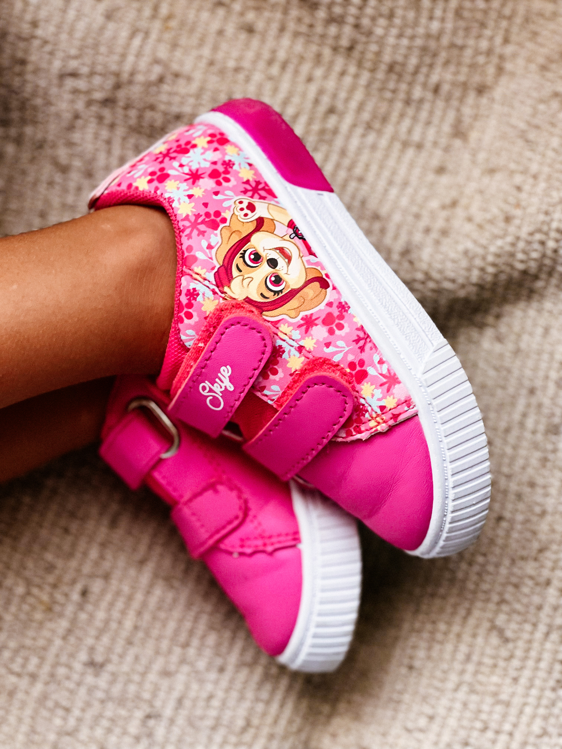 pink sneakers with Skye from Paw Patrol