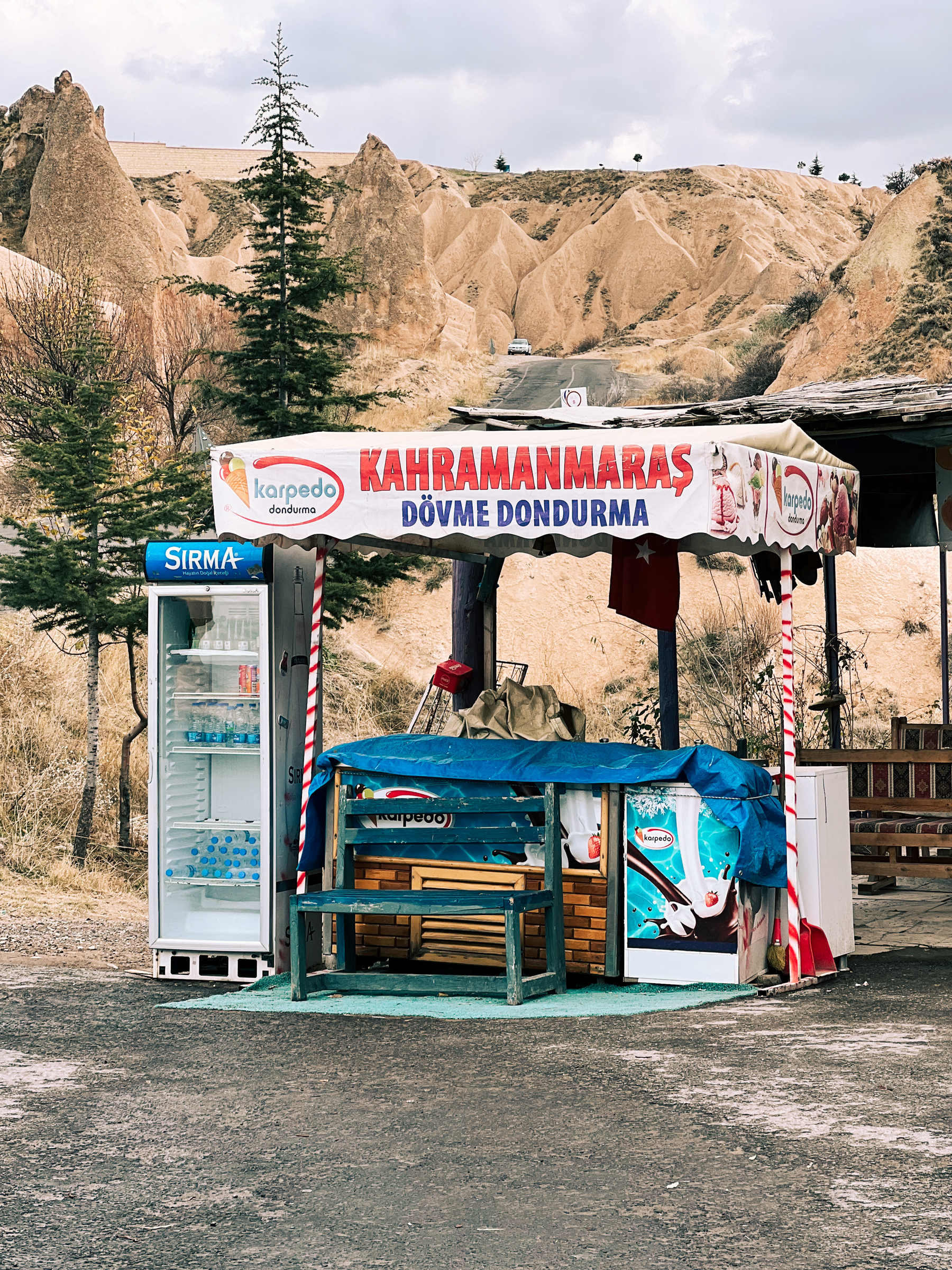 An abandoned ice-cream stand in the middle of nowhere.