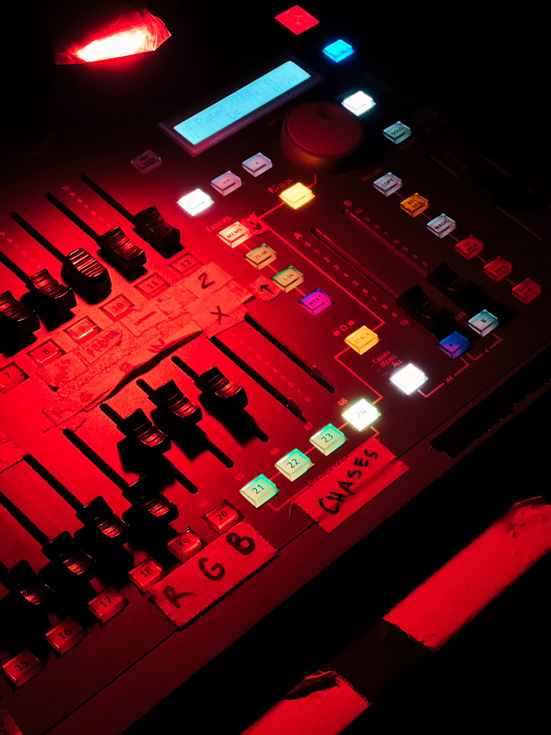 Mixing table with red light  