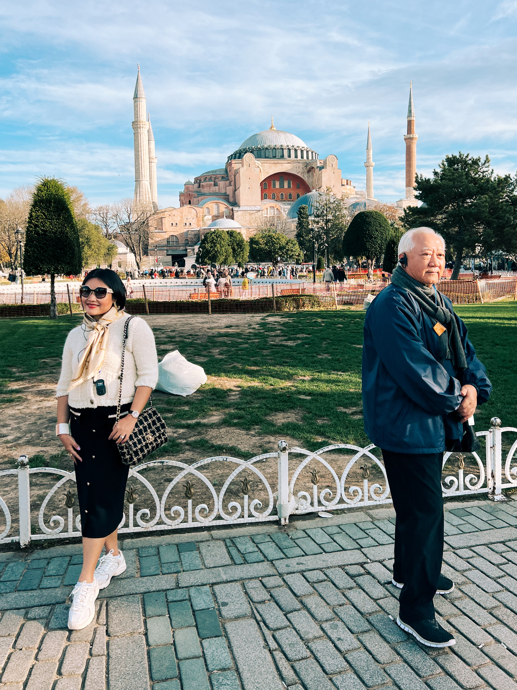 Tourists in front of the Agia Sofia. 