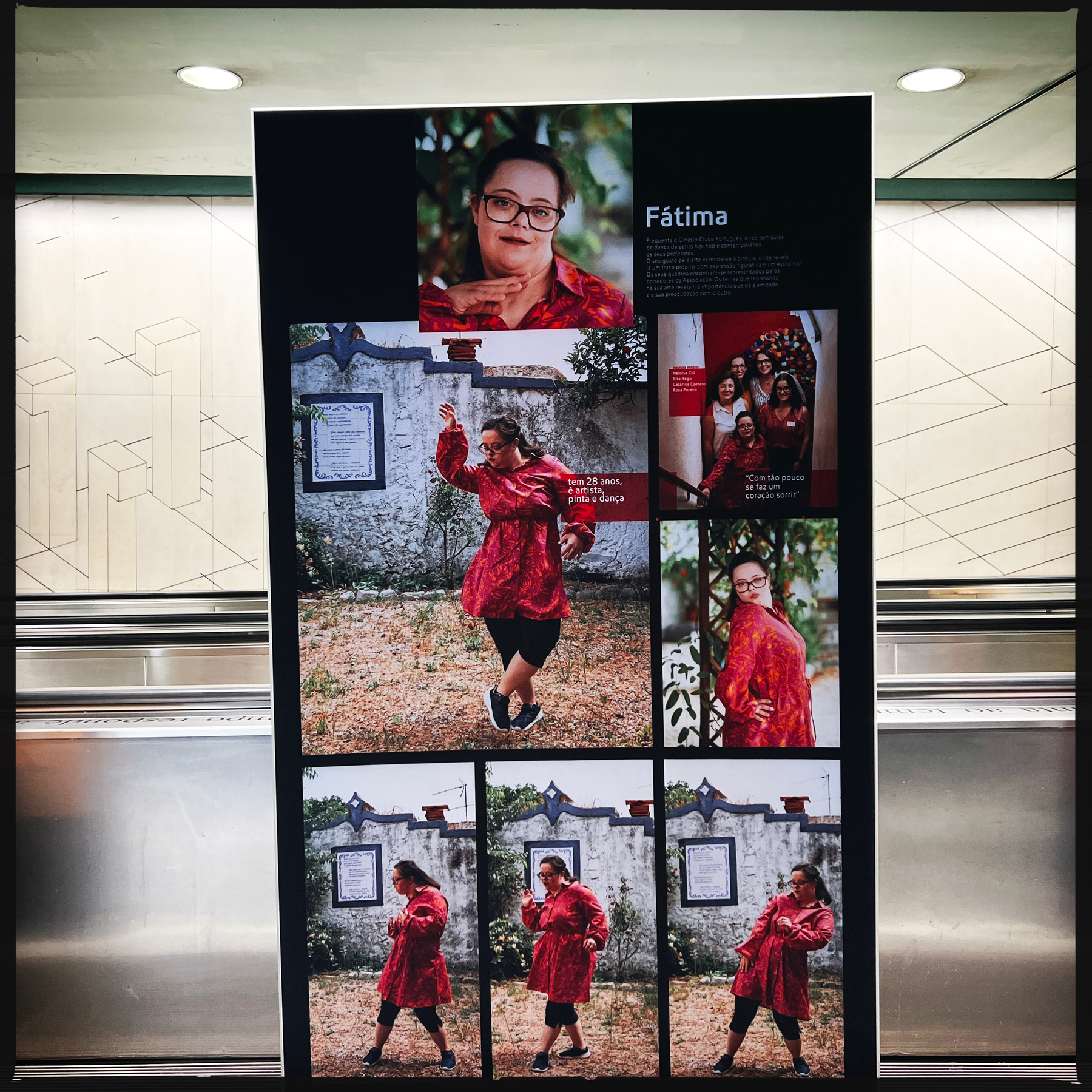 a few photos are shown inside a metro station. A girl is dancing.