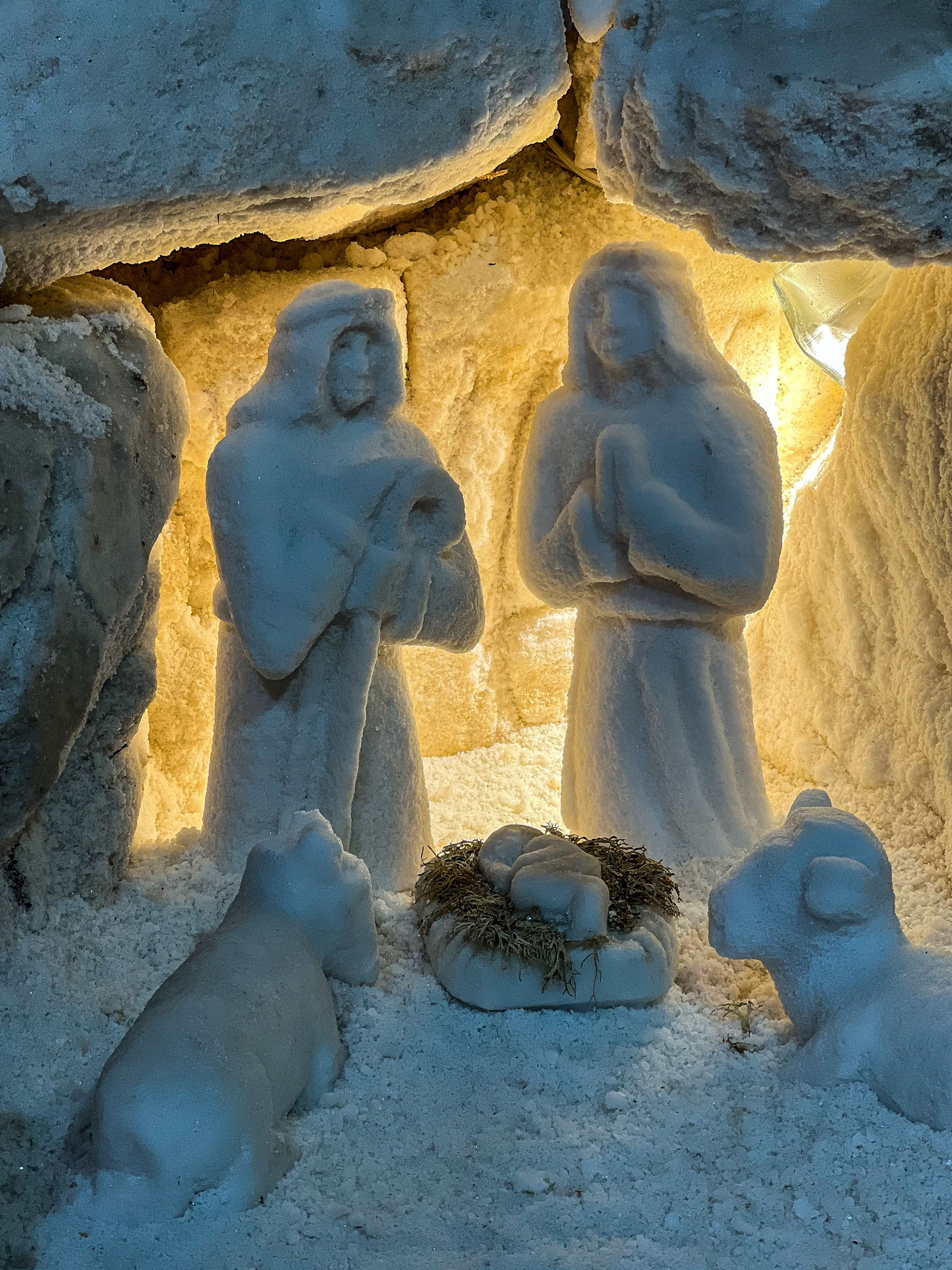 Nativity scene made with salt. 