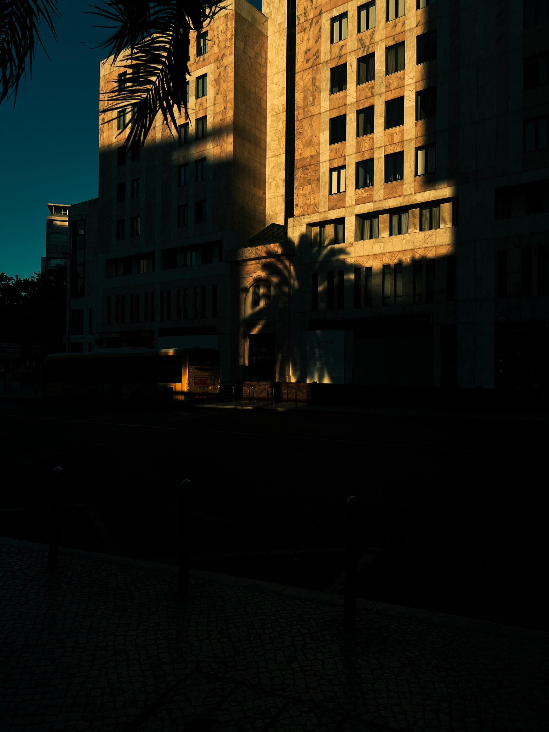 Sunlight and dark shadows in a building. 