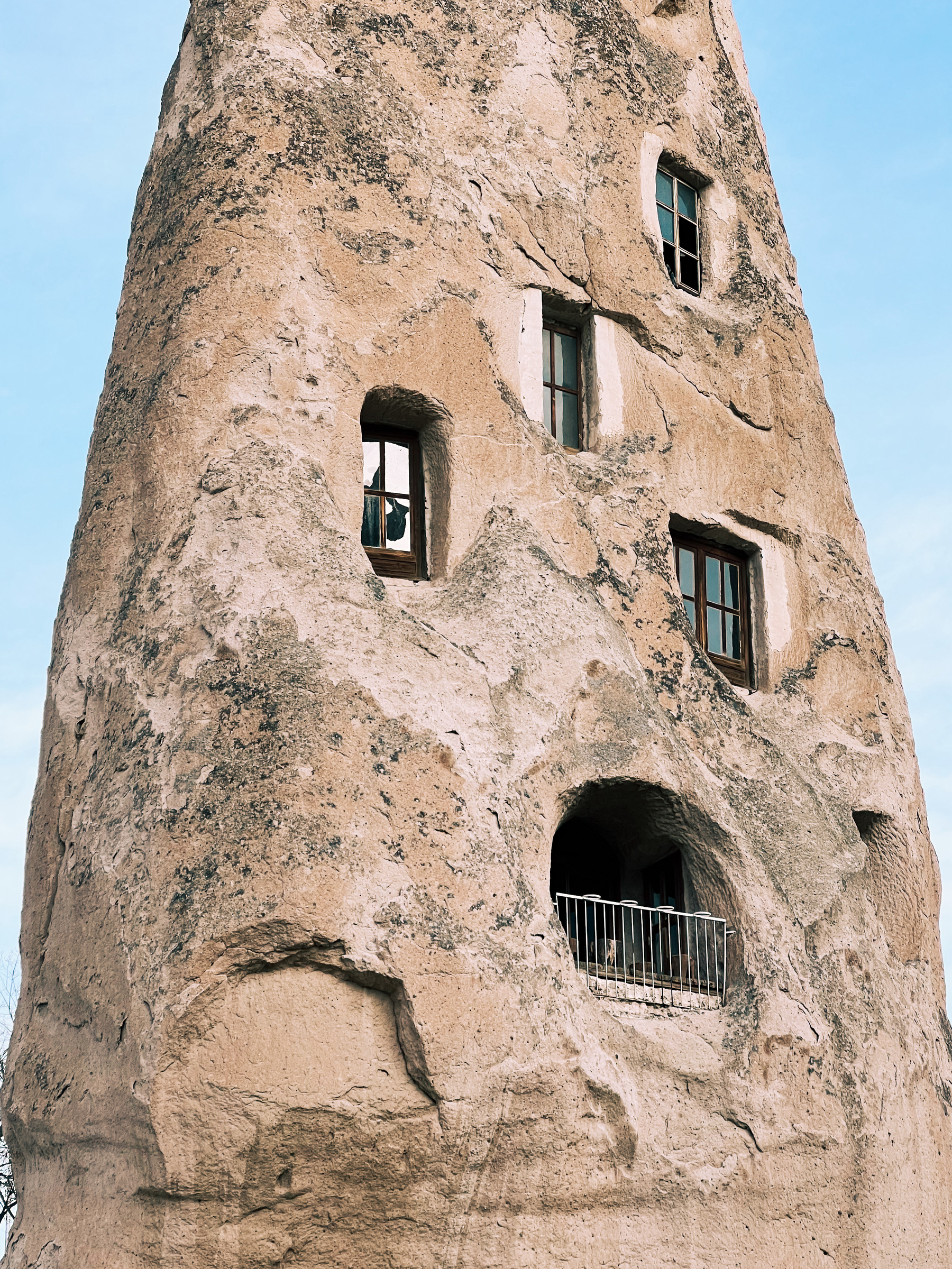 A house carved into a rock. 