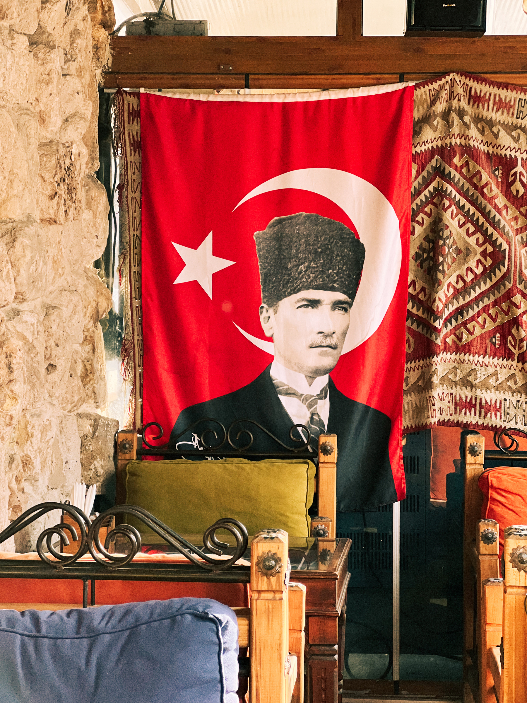 Ataturk on a Turkish flag.