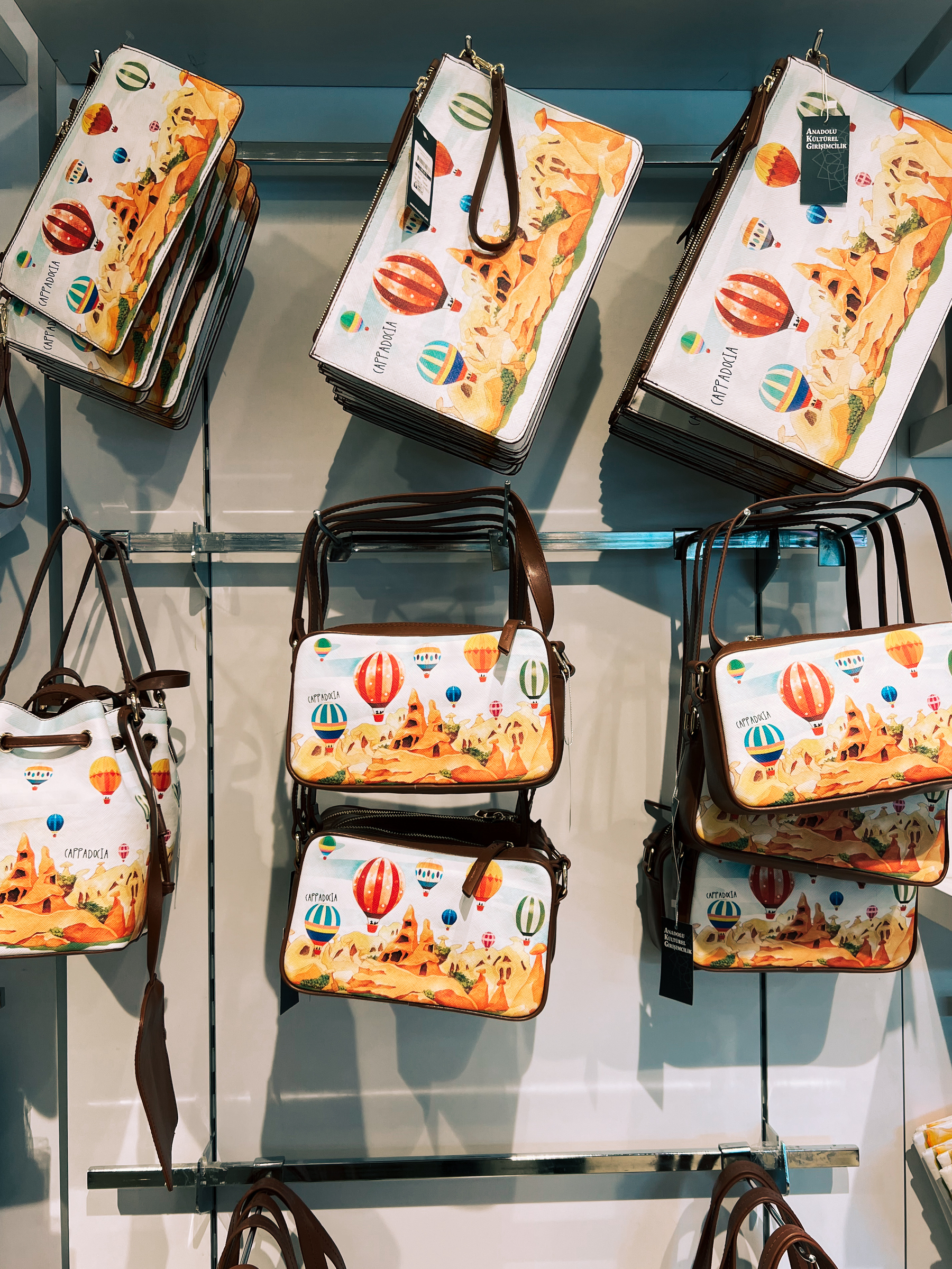 Bags for sale, with hot air balloon theme.