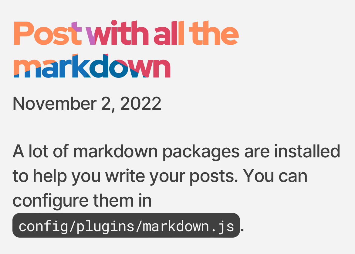 Text on a graphic with the phrase &ldquo;Post with all the markdown&rdquo; emphasizing &ldquo;markdown&rdquo; in multicolor.