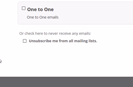 A short video showing a user interface - selecting a checkbox to unsubscribe from all mailings, but then "accidentially" finding the hidden submit button.