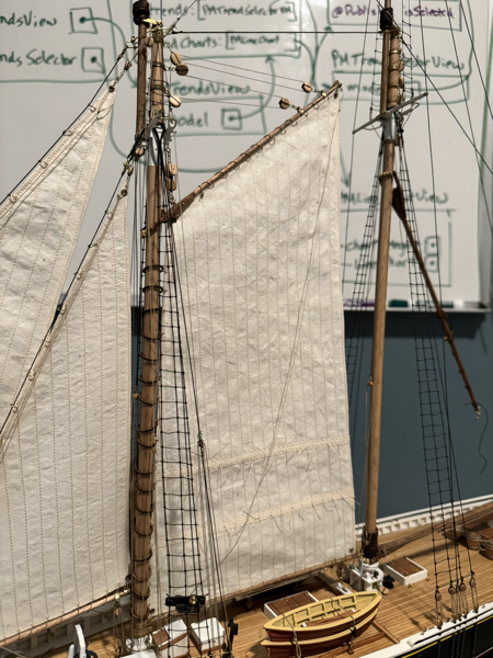 View of fore sail on Bluenose