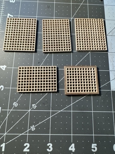 Small wood gratings to be used on the deck of the Flying Dutchman model. 