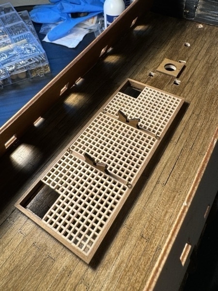 Large grating in the middle of the flying dutchman model ship. 