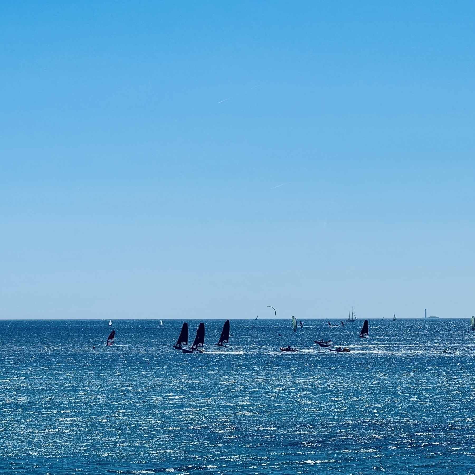 Windsurfers off the coast of Marseille.