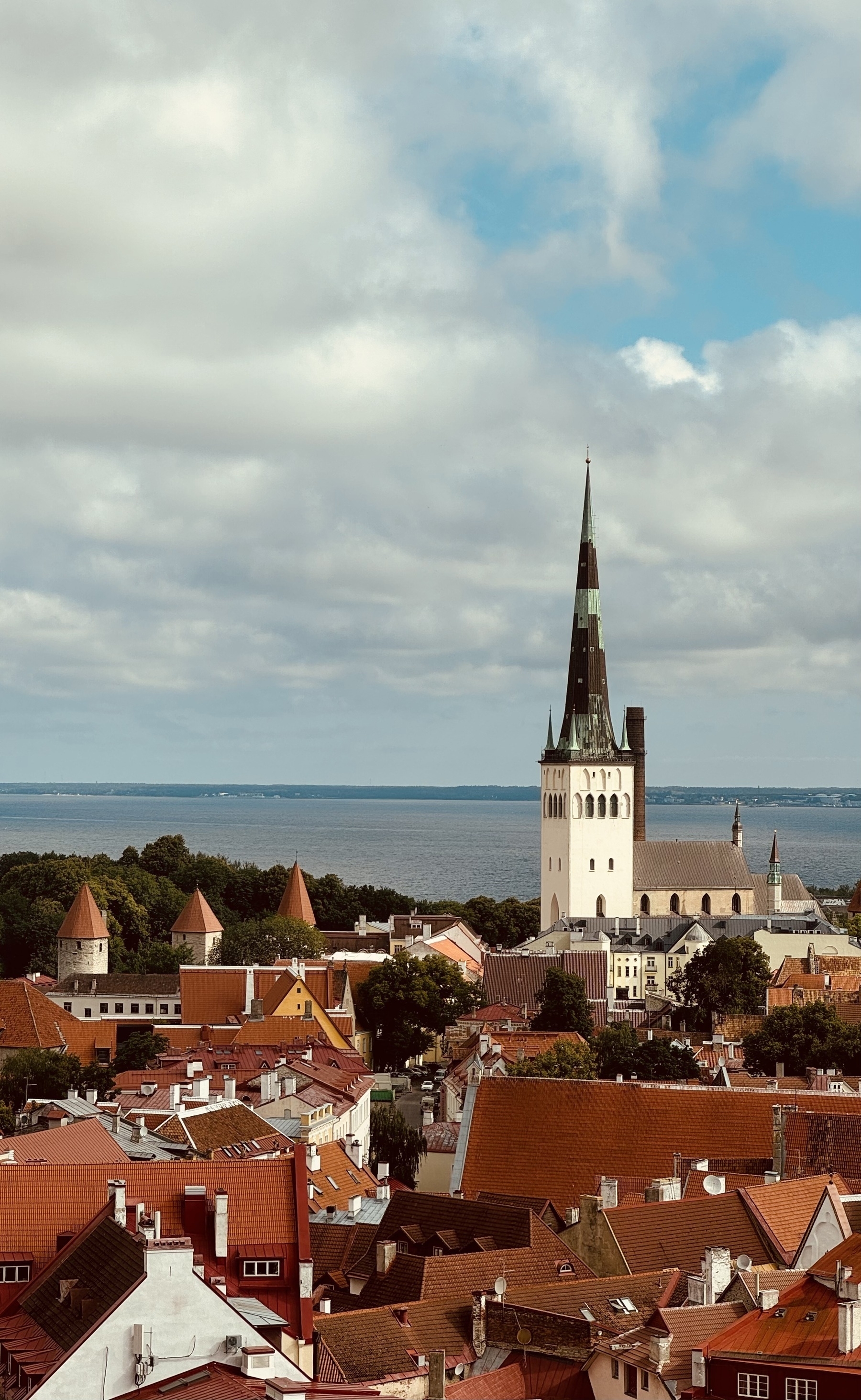 A view of Tallinn from above, with St Olav’s church tower very prominent.