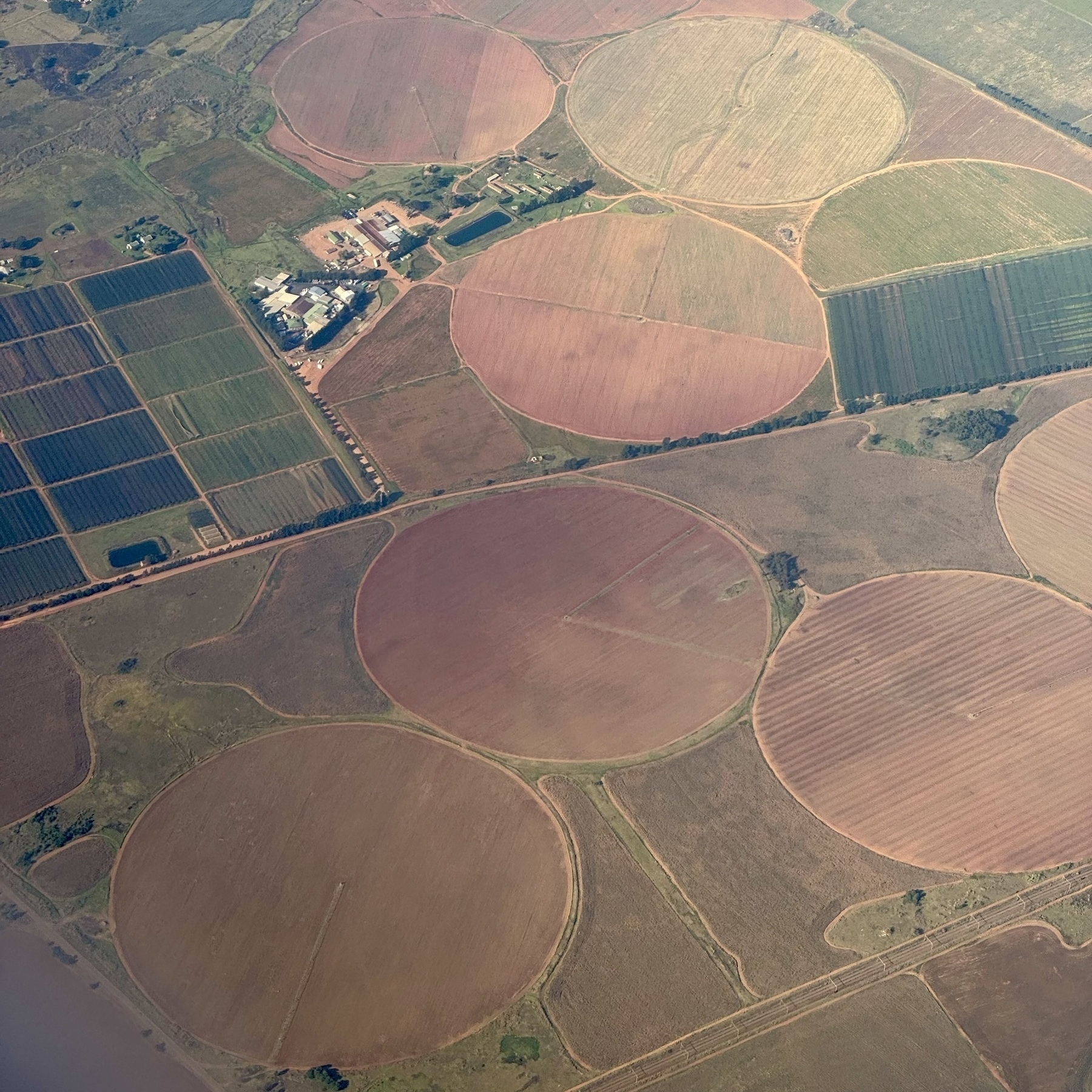 Circular fields seen from a plane.
