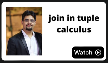 An ad that looks ML-generated, saying only "join in tuple calculus" with a media play button and a photo of an individual with unknown relation to tuple calculus.