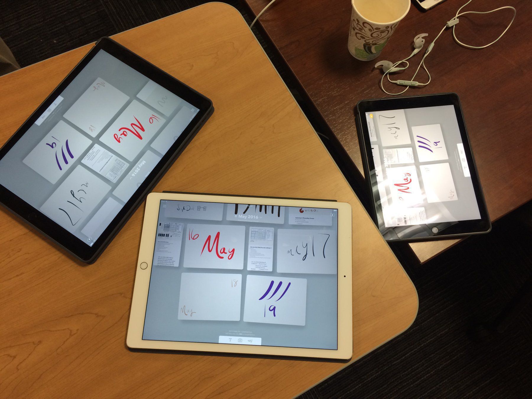 3 iPad devices in an experience design review session