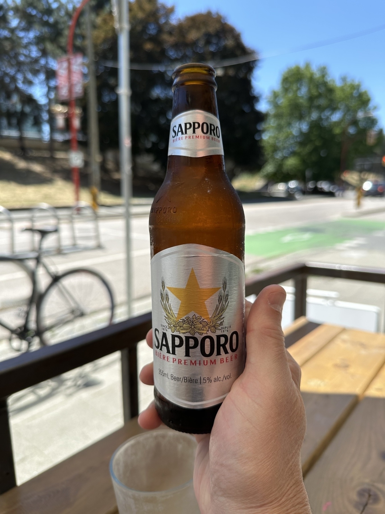 Bottle of Sapporo beer.