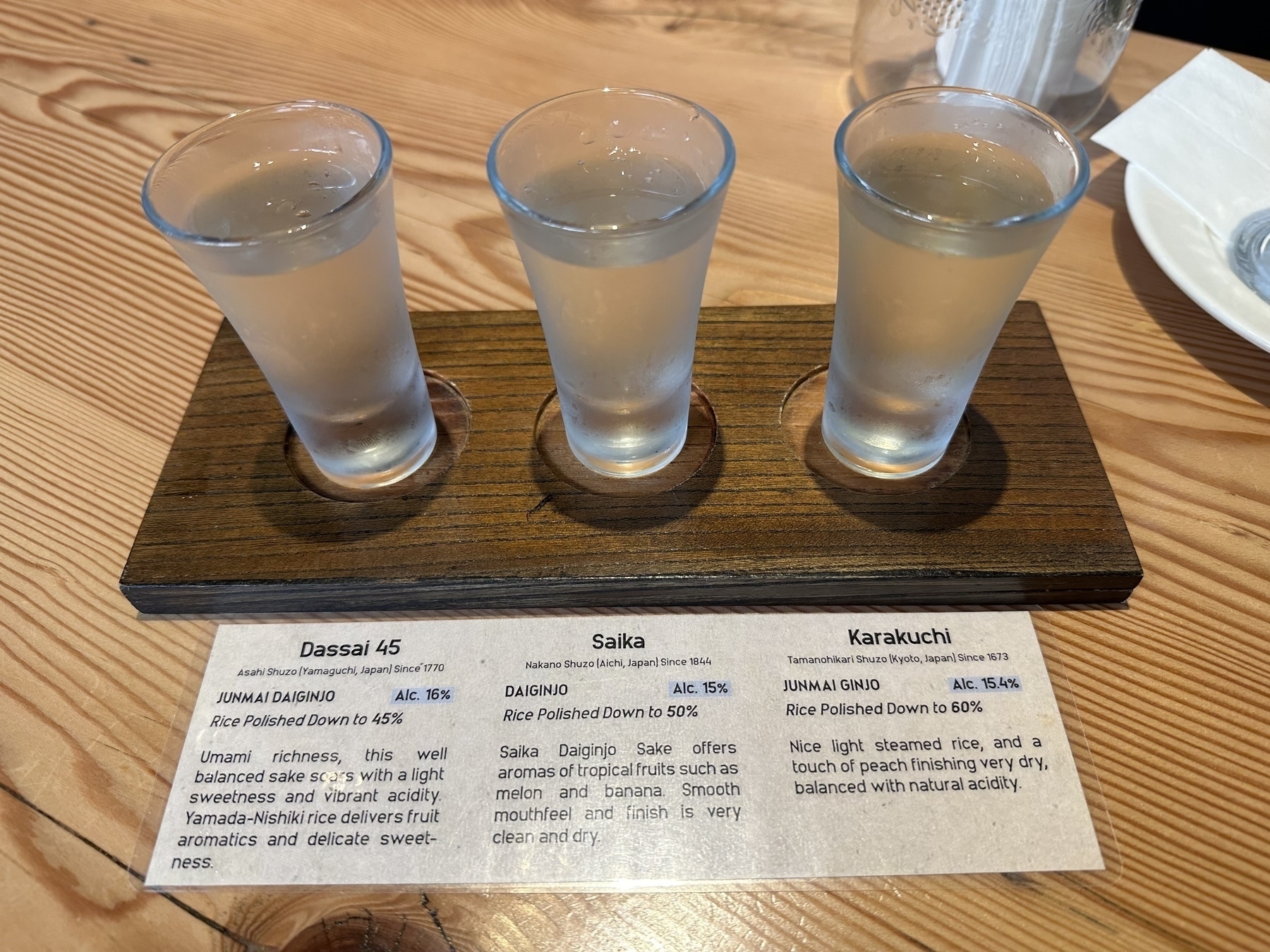 Sake flight.