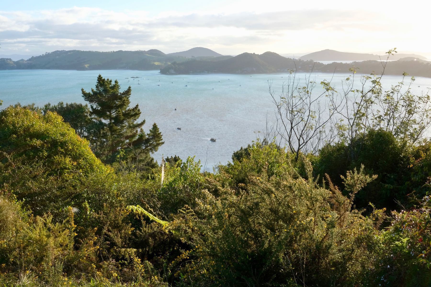 View to the west across sea and islands.