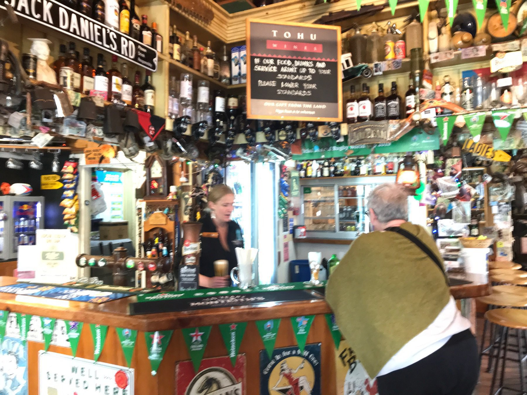 Walls of the pub absolutely covered with pictures, postcards and other paraphernalia. 