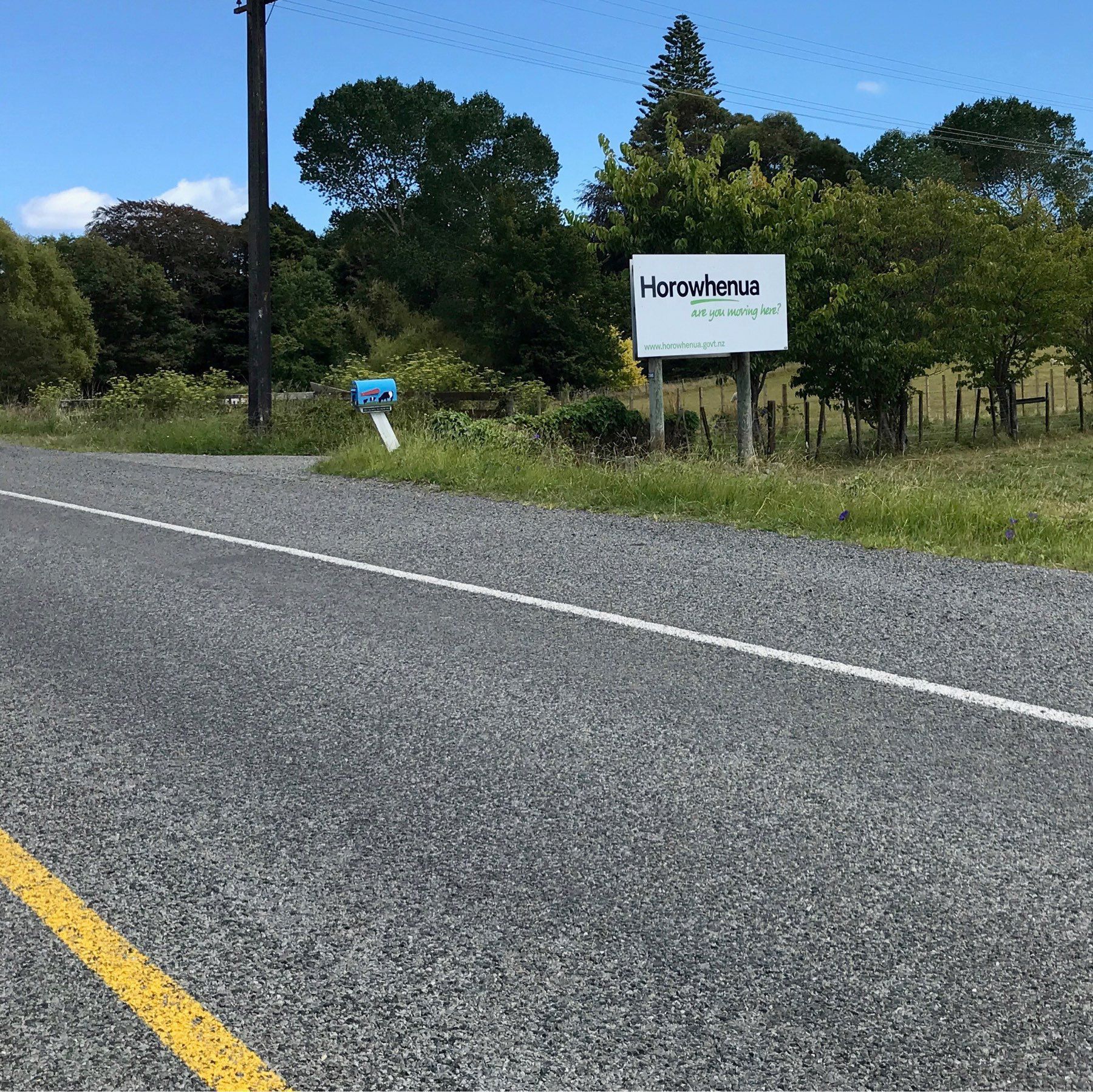 A sign that says : Horowhenua are you moving here. 
