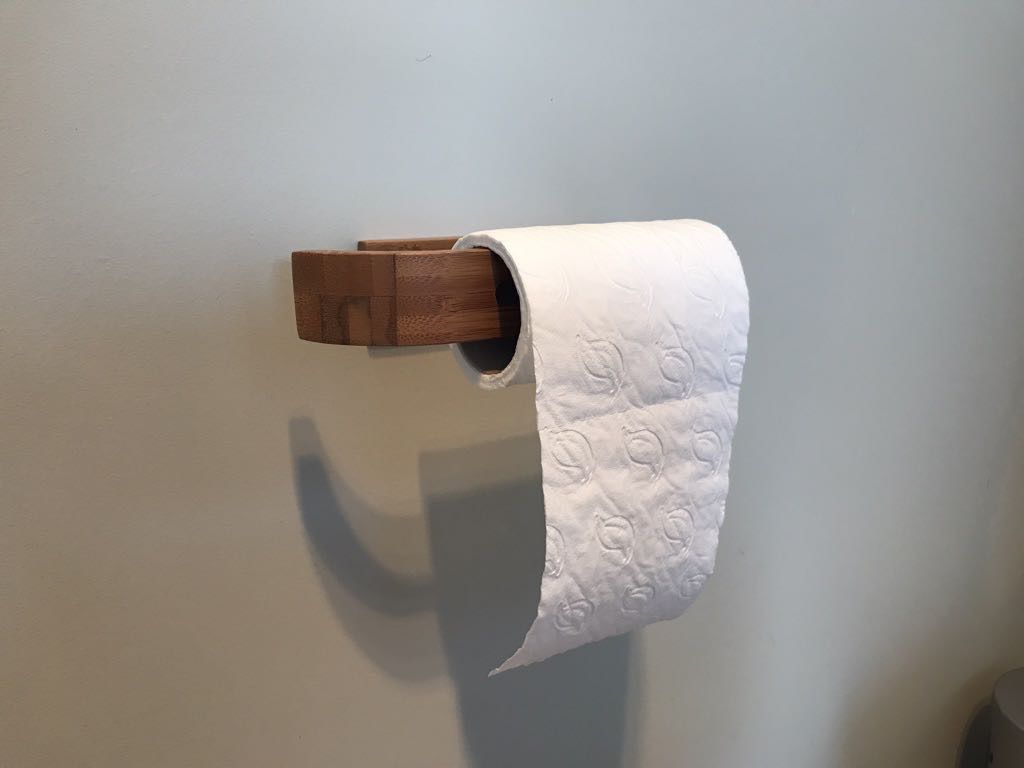 New bamboo toilet roll holder. 