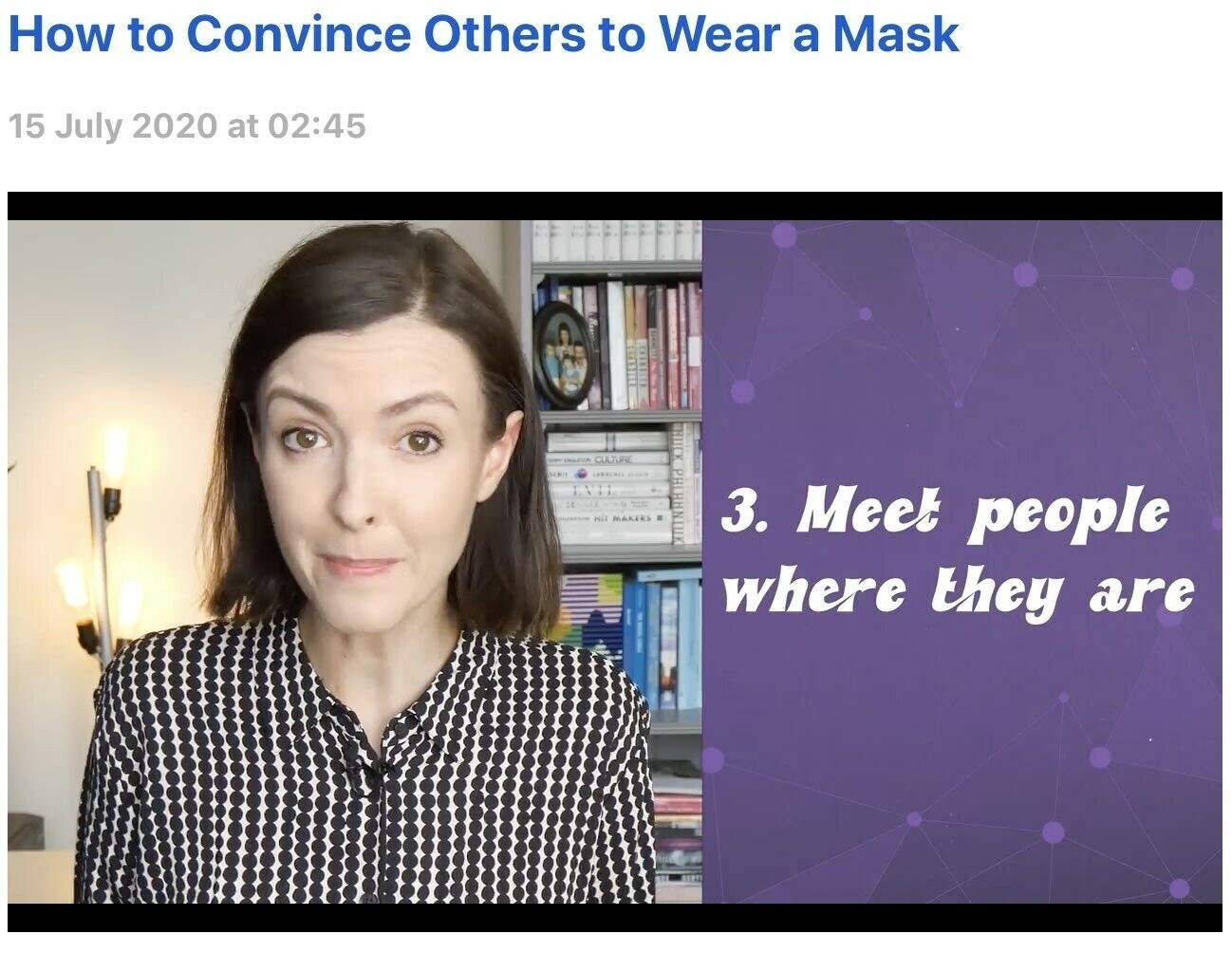 Screenshot from video How to Convince Others to Wear a Mask. 