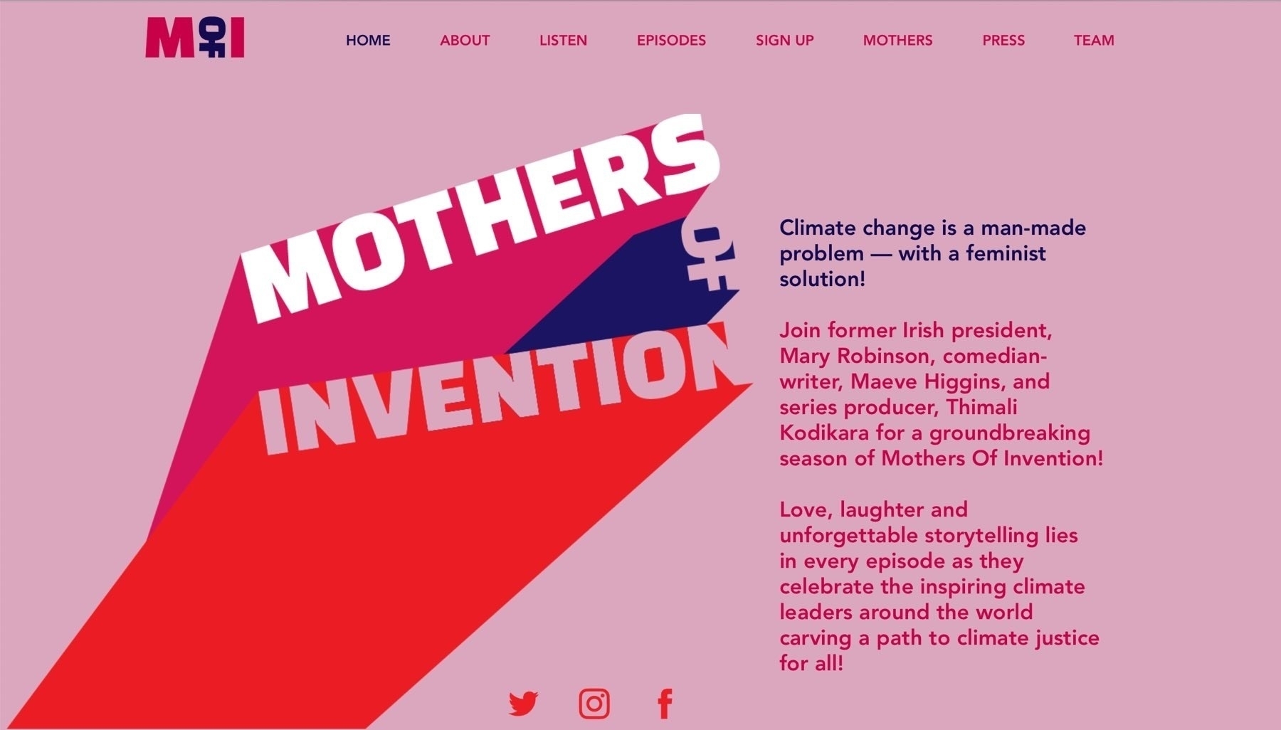 Screenshot of the the cover page for Mothers of Invention. 