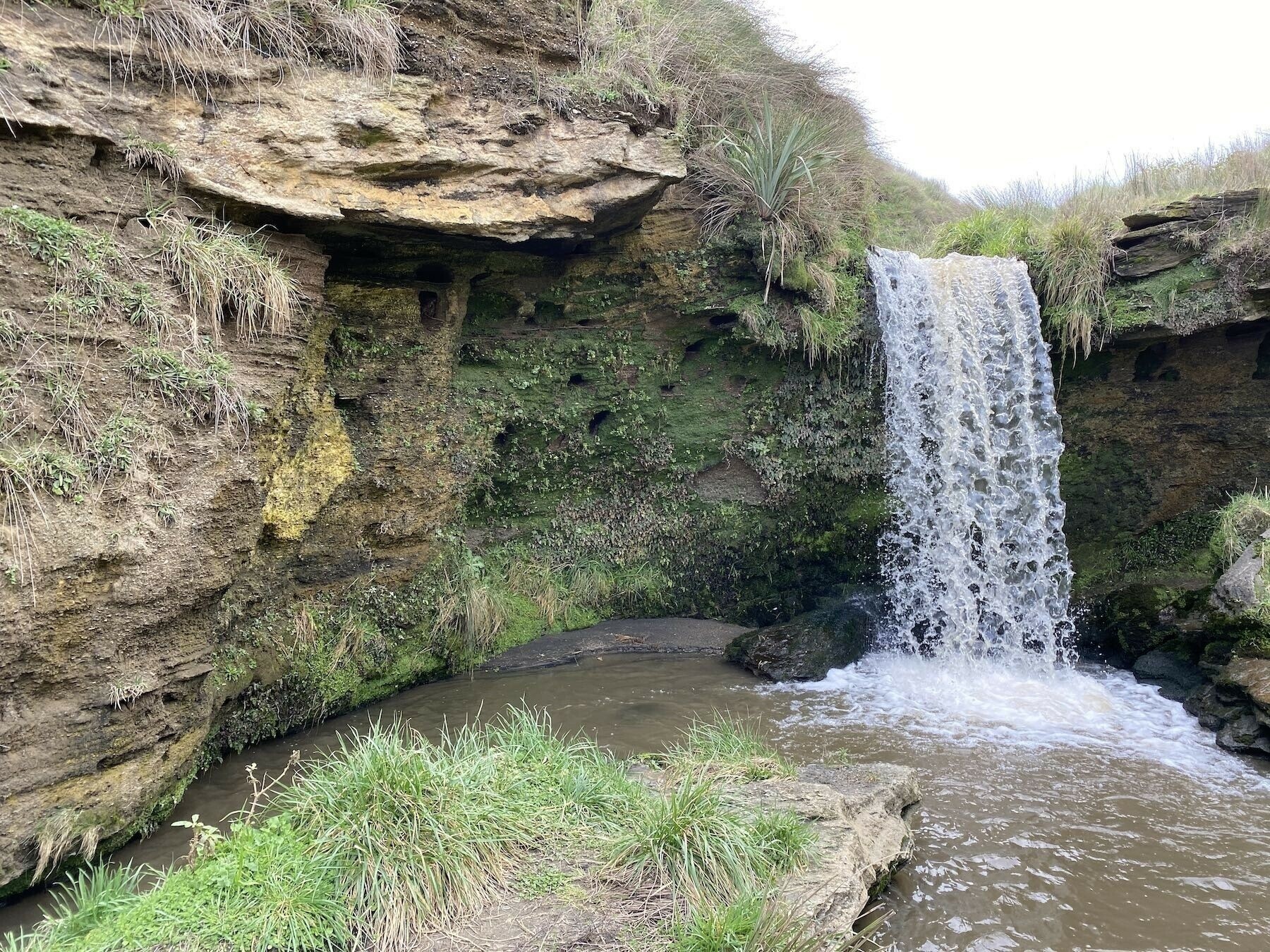 The upper waterfall, about 4 metres high. 