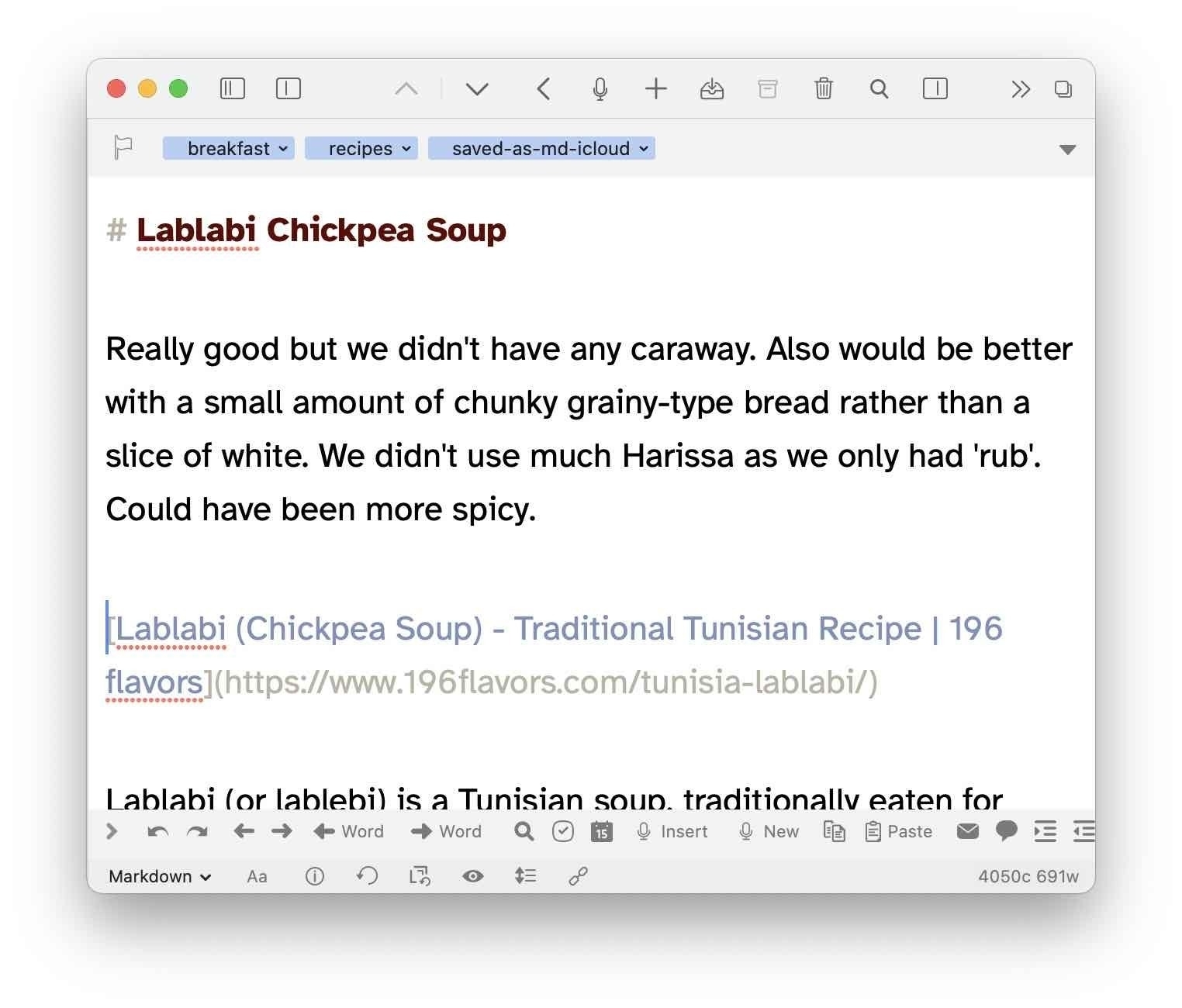 Chickpea soup recipe comments. 