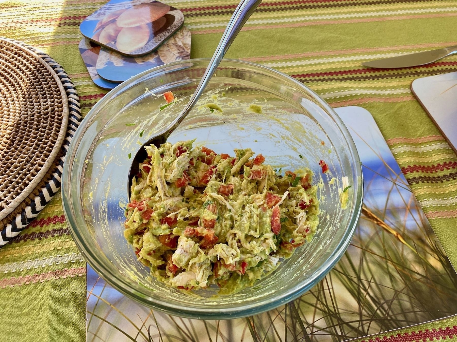 The avocado and chicken mix. 