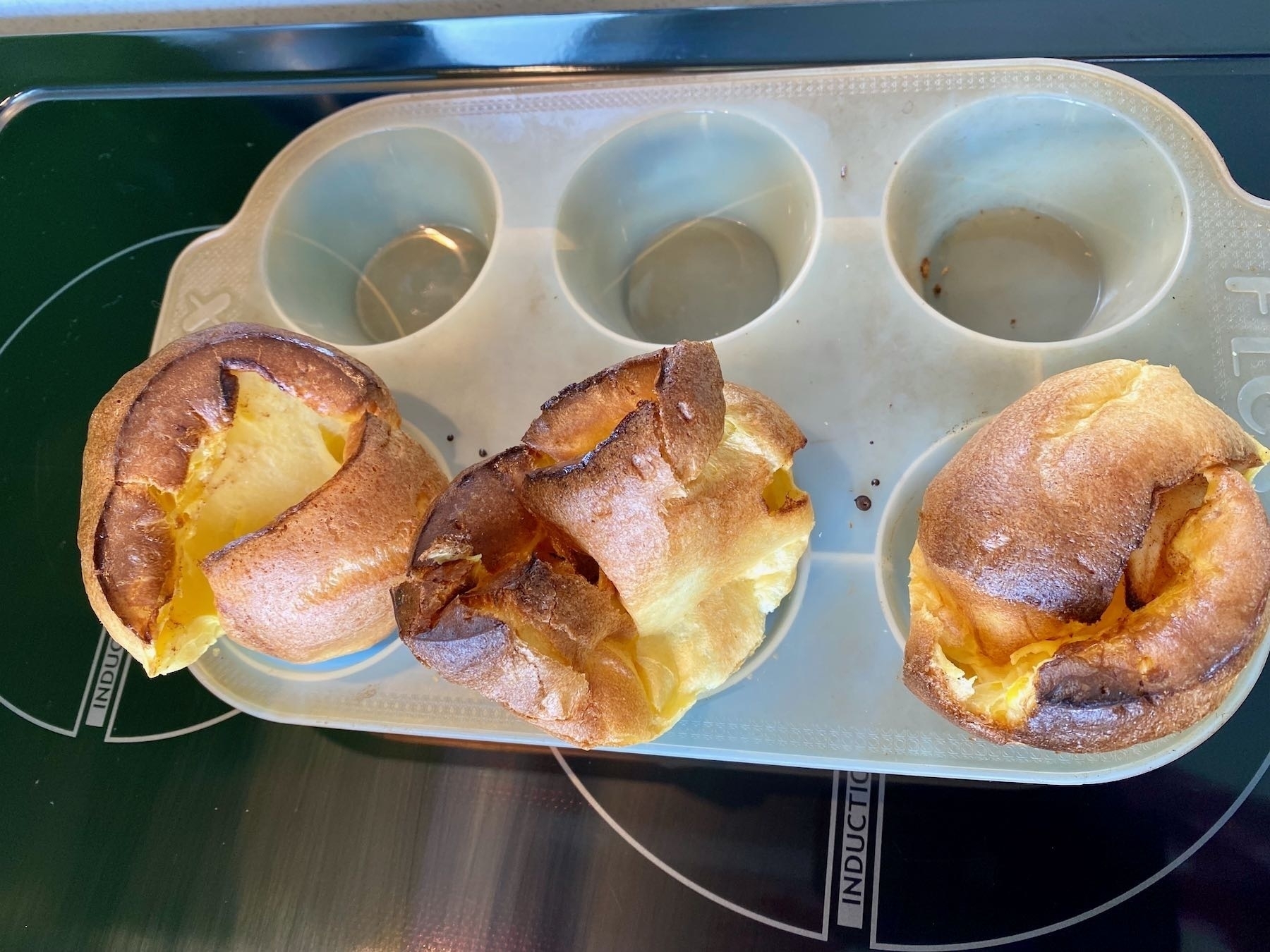 Dutch Apple Pancake in 3 muffin moulds. They kind of exploded. 