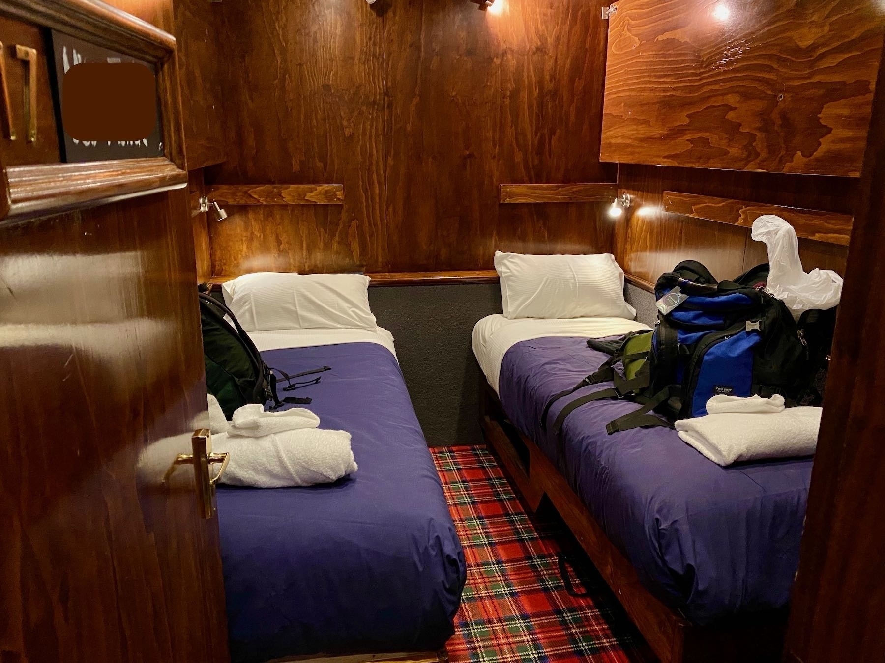 Cabin with two bunks. 
