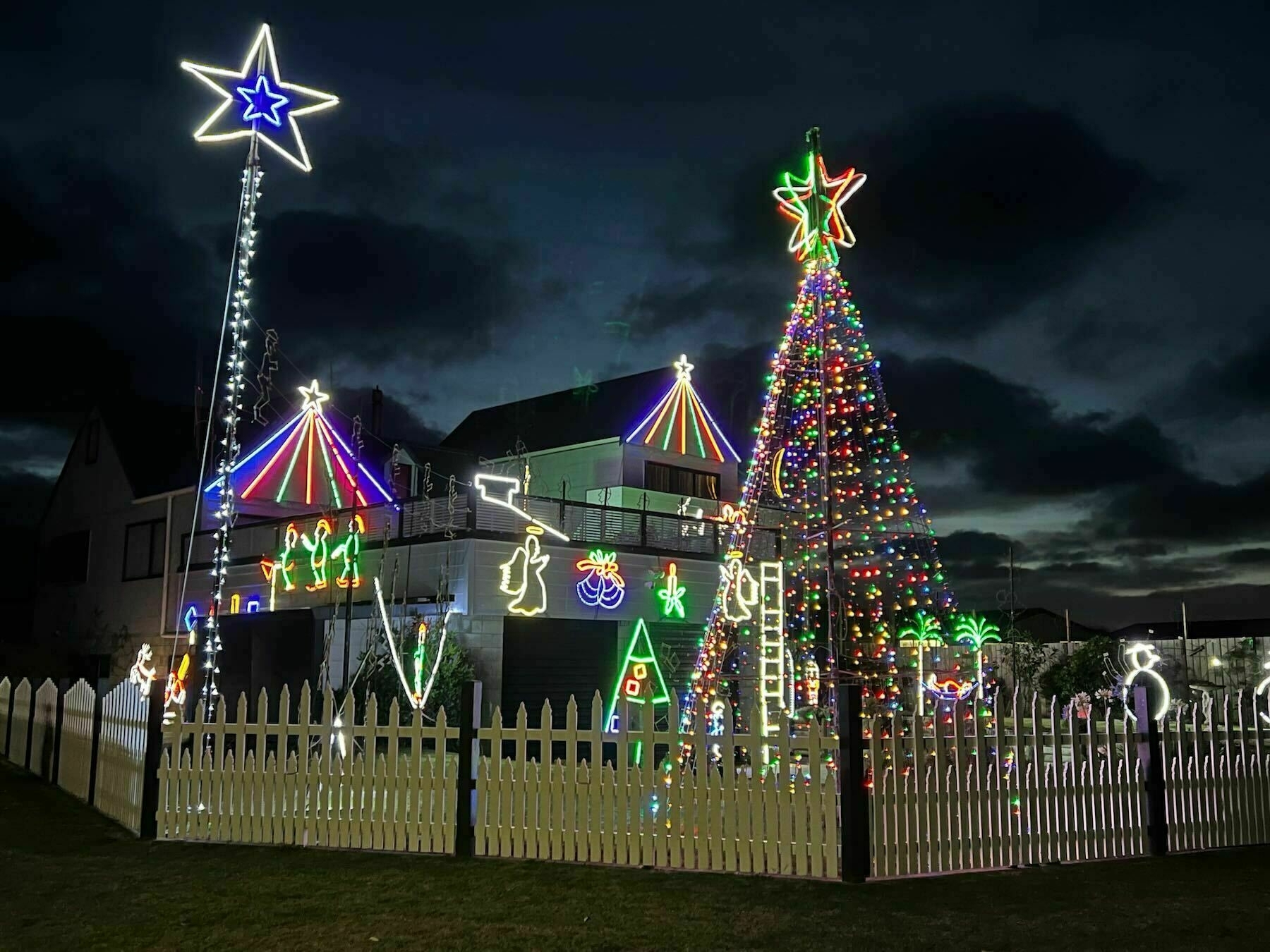 Christmas lights at Waikawa Beach. 