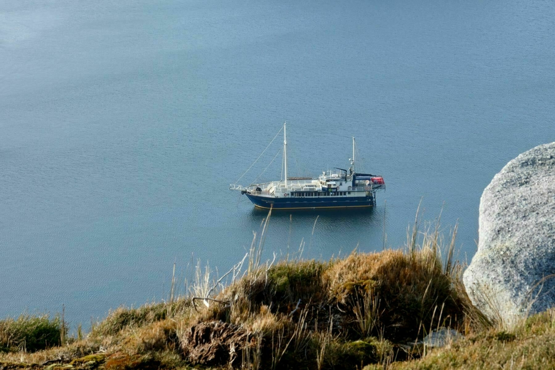 Milford Wanderer anchored at Port Pegasus. 