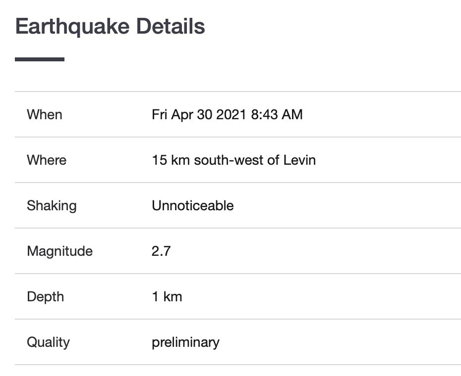 Details of the quake. 