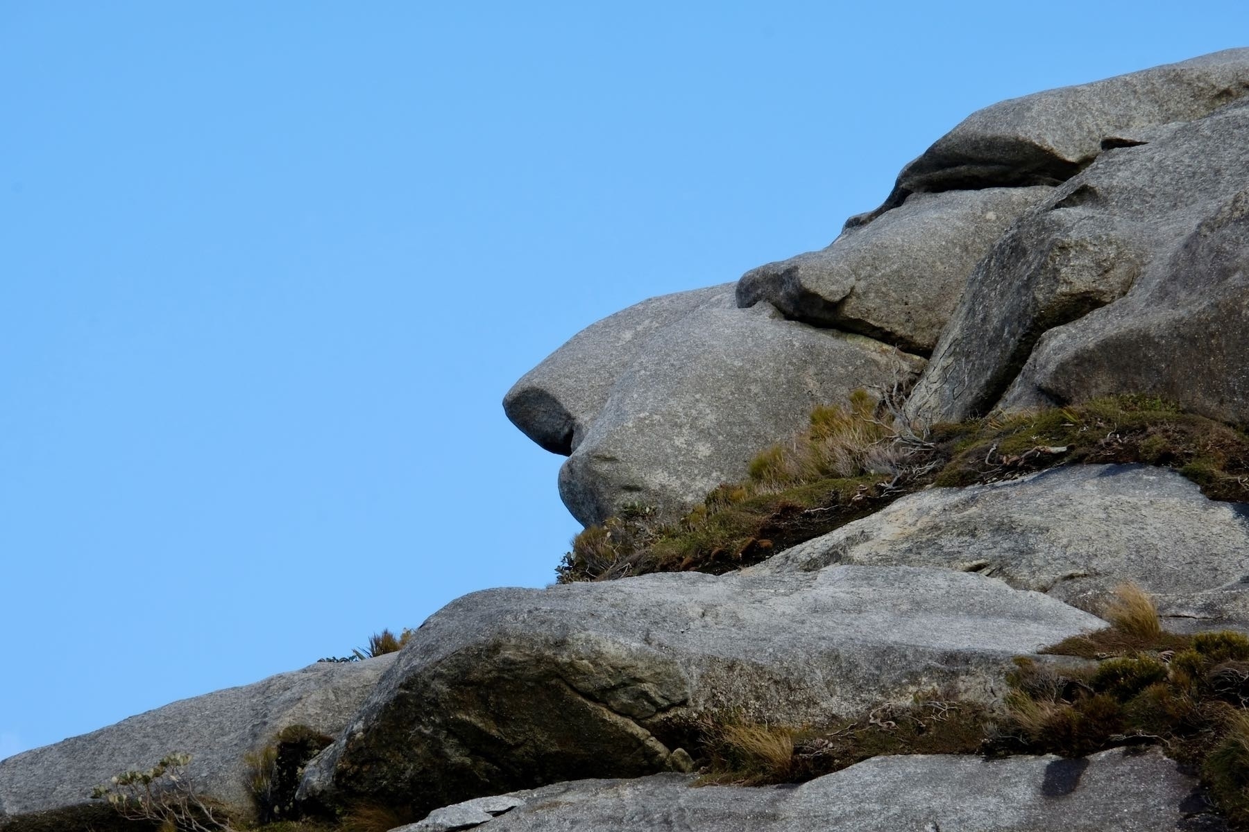 Rock outcrop that resembles a face in profile. 