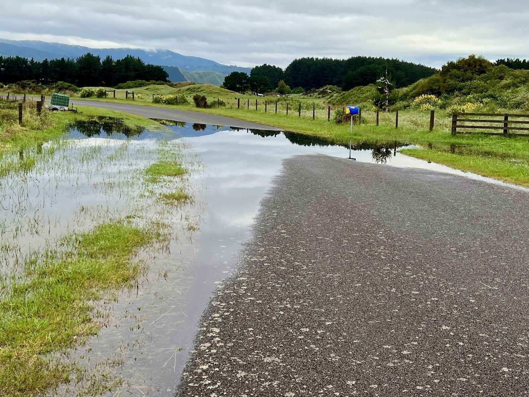 Puddle stretches all across Strathnaver Drive. 