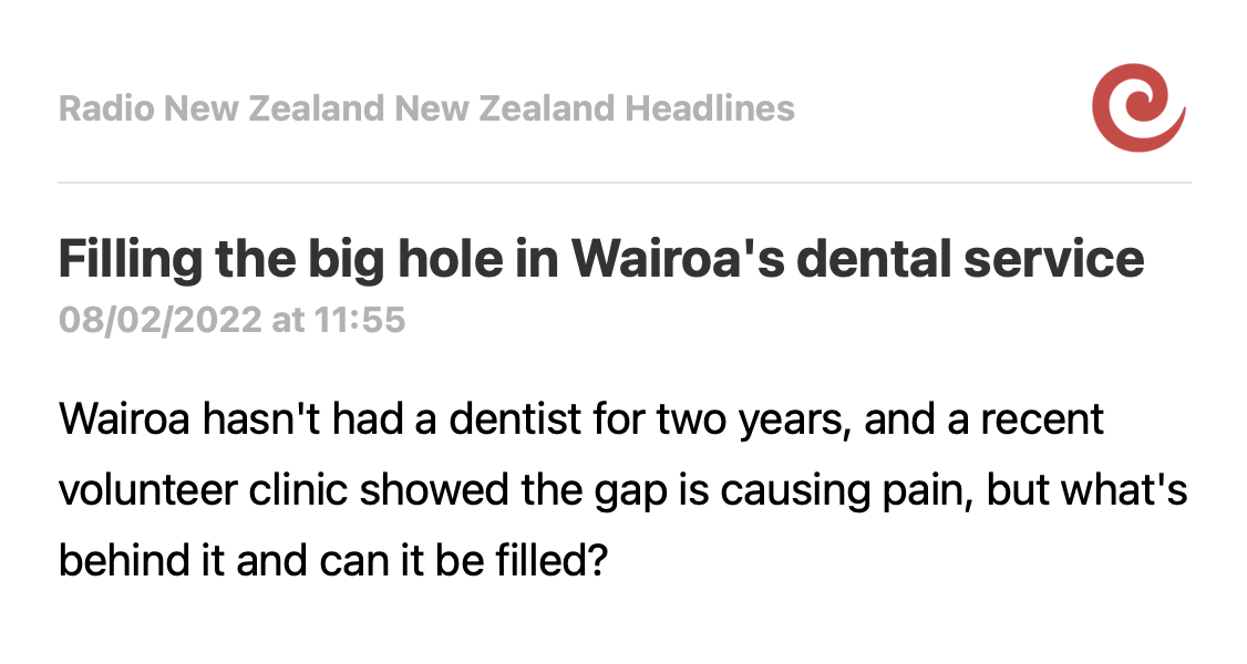 Pun filled item about a lacking dental service. 