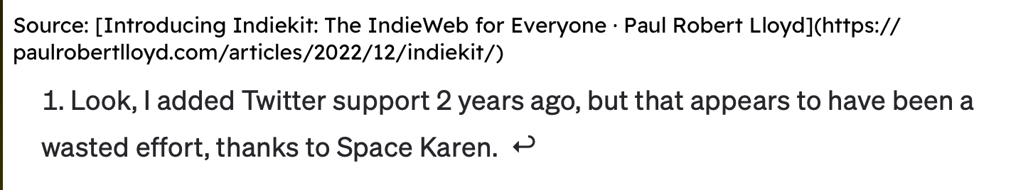 Screenshot from a web page about the woes at Twitter thanks to Space Karen. 