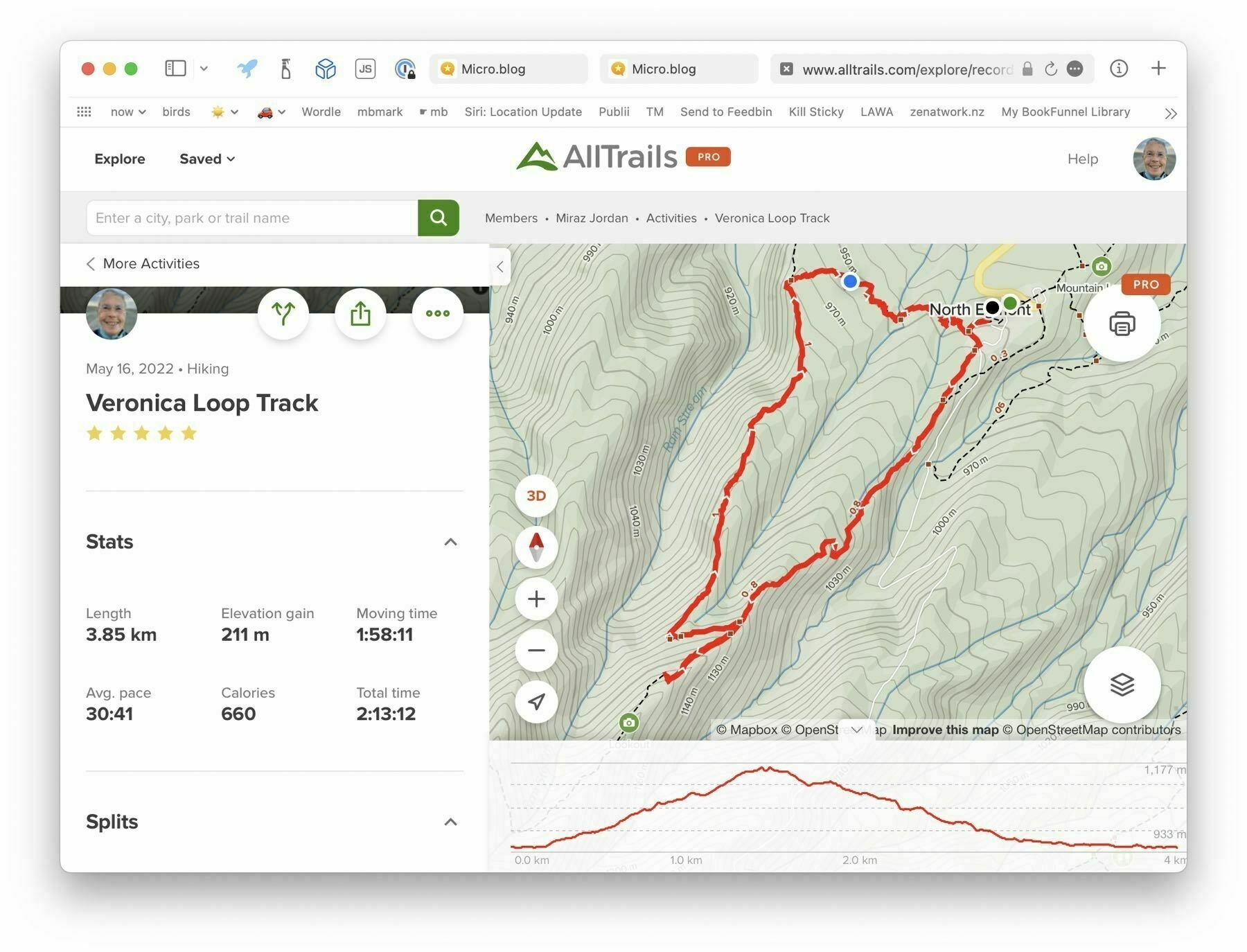 Screen Shot of trail map.  