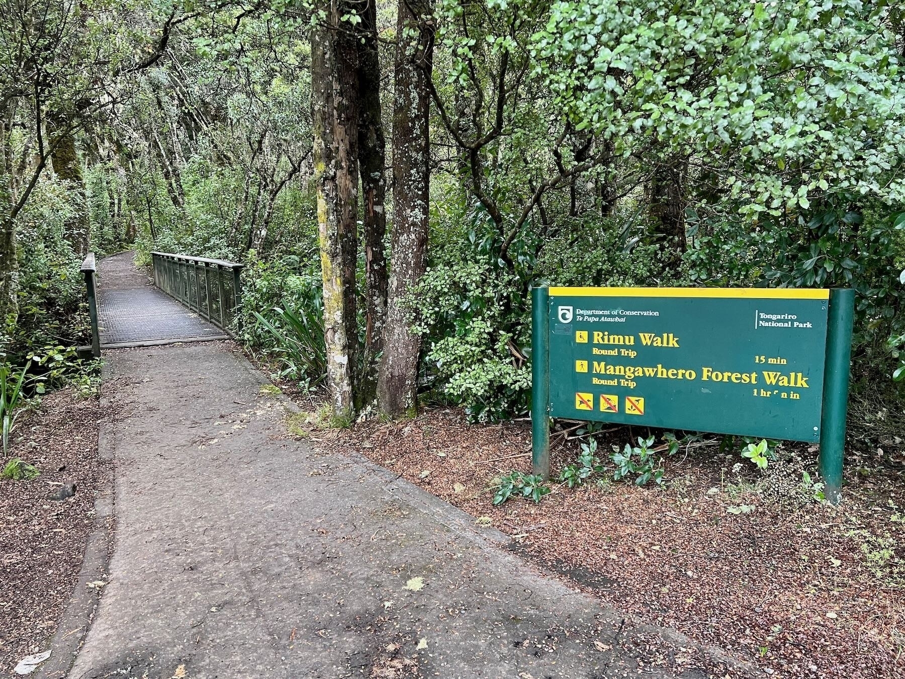 Rimu Walk and Mangawhero Forest Walk at Ohakune info boards. 
