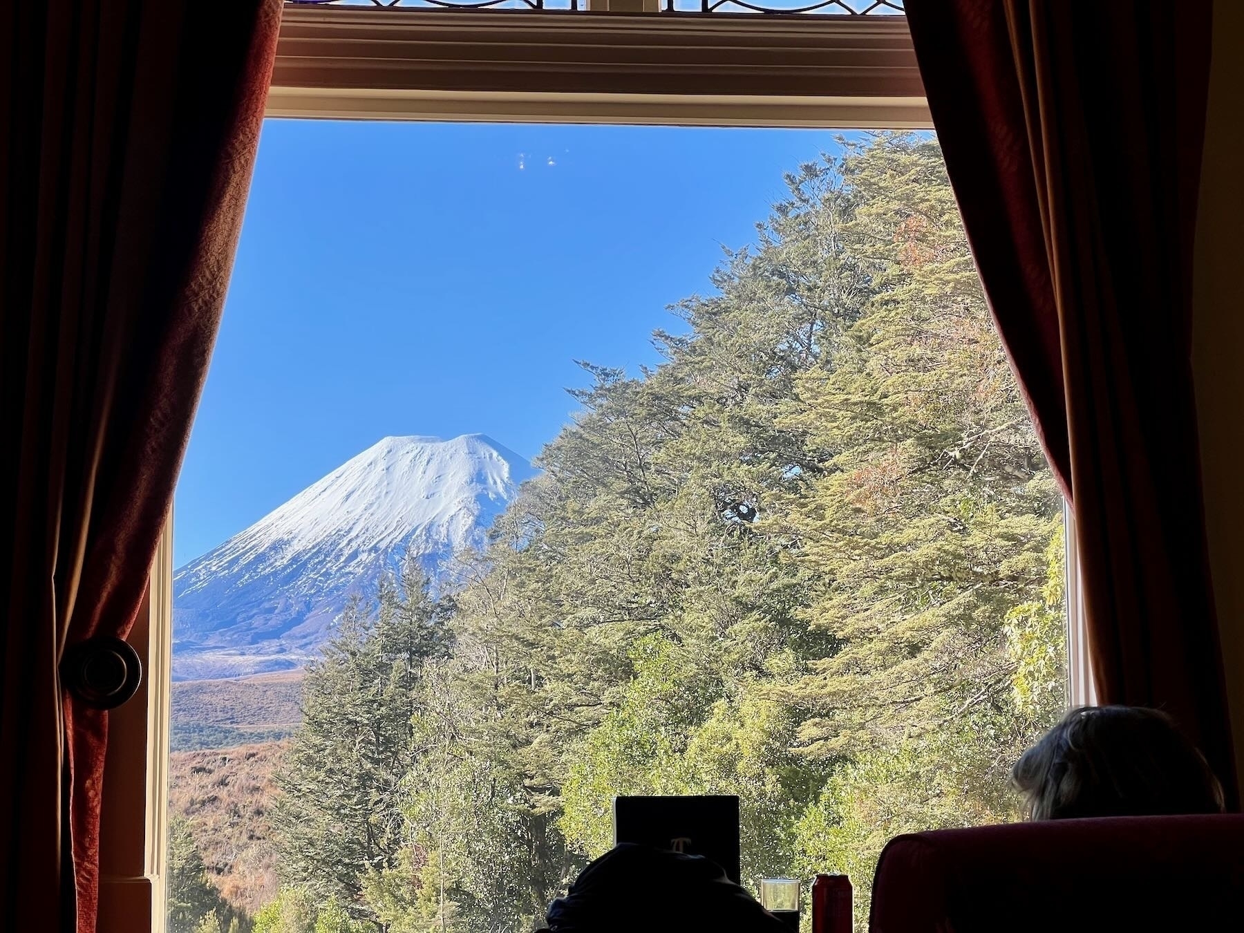 A view of Mt Ngauruhoe from the Chateau. 