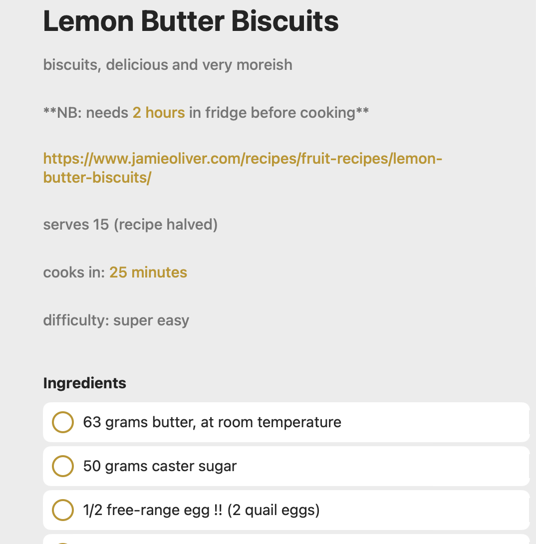 Screenshot of part of lemon butter biscuit recipe. 