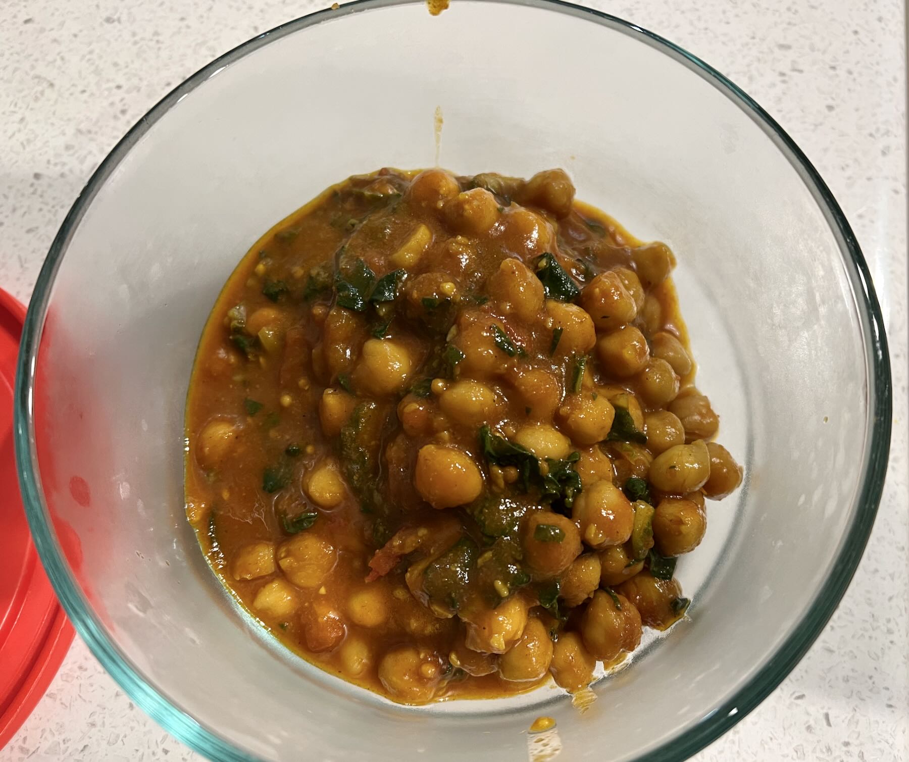Delicious chickpea spinach curry. 