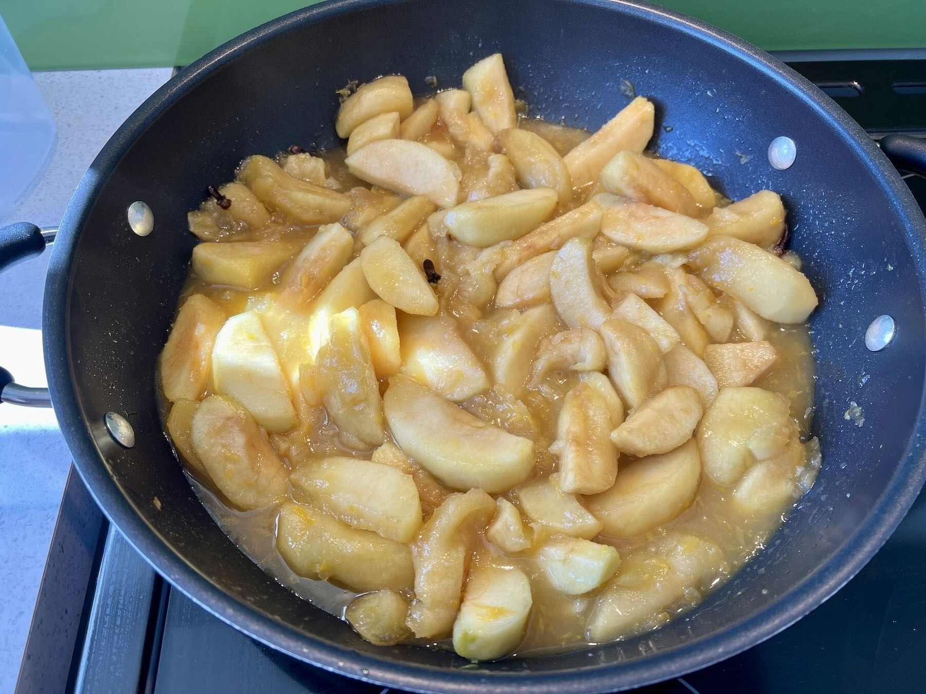 Cook up the apple with spices and sugar. 