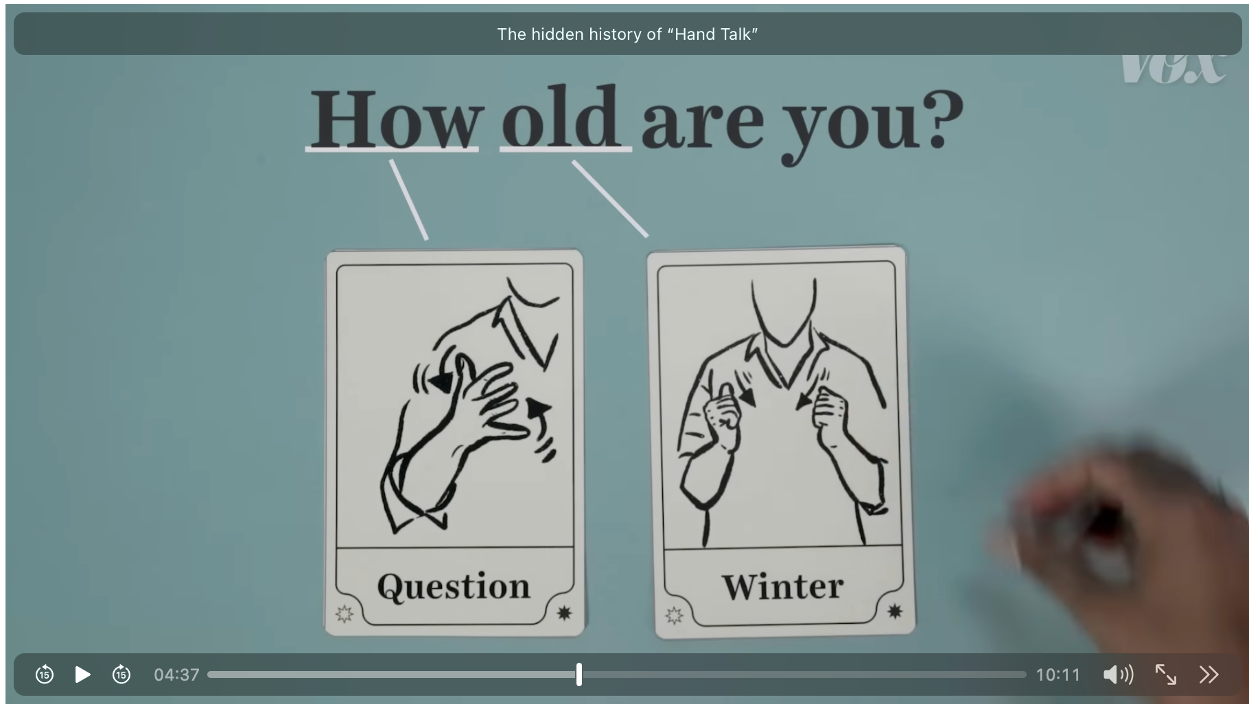 Screenshot showing signs for asking someone their age. 