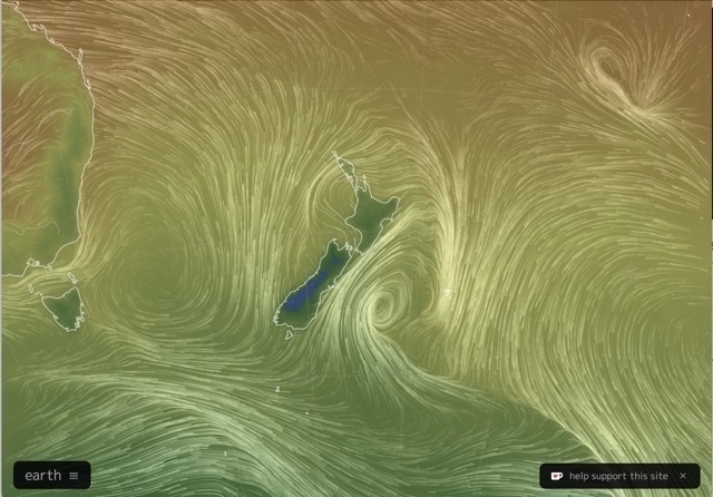 Wind shears along the east coast on 22 March 2023. 