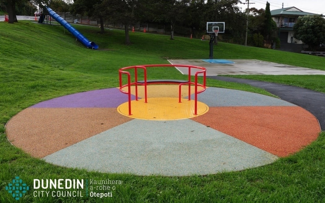 Inclusive roundabout in playground. 